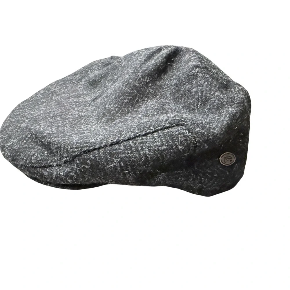 Jaxon James Mens Large Black Charcoal Herringbone Tweed Flat‎ Cap Hat Dunvegan